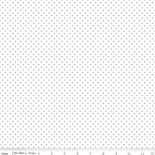 Swiss Dot On White Gray The RBD Designers Riley Blake Designs Cotton Fabric RB-C660-40-GRAY