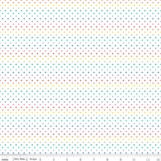 Swiss Dots White Rainbow The RBD Designers Riley Blake Designs Cotton Fabric RB-C660-RAINBOW
