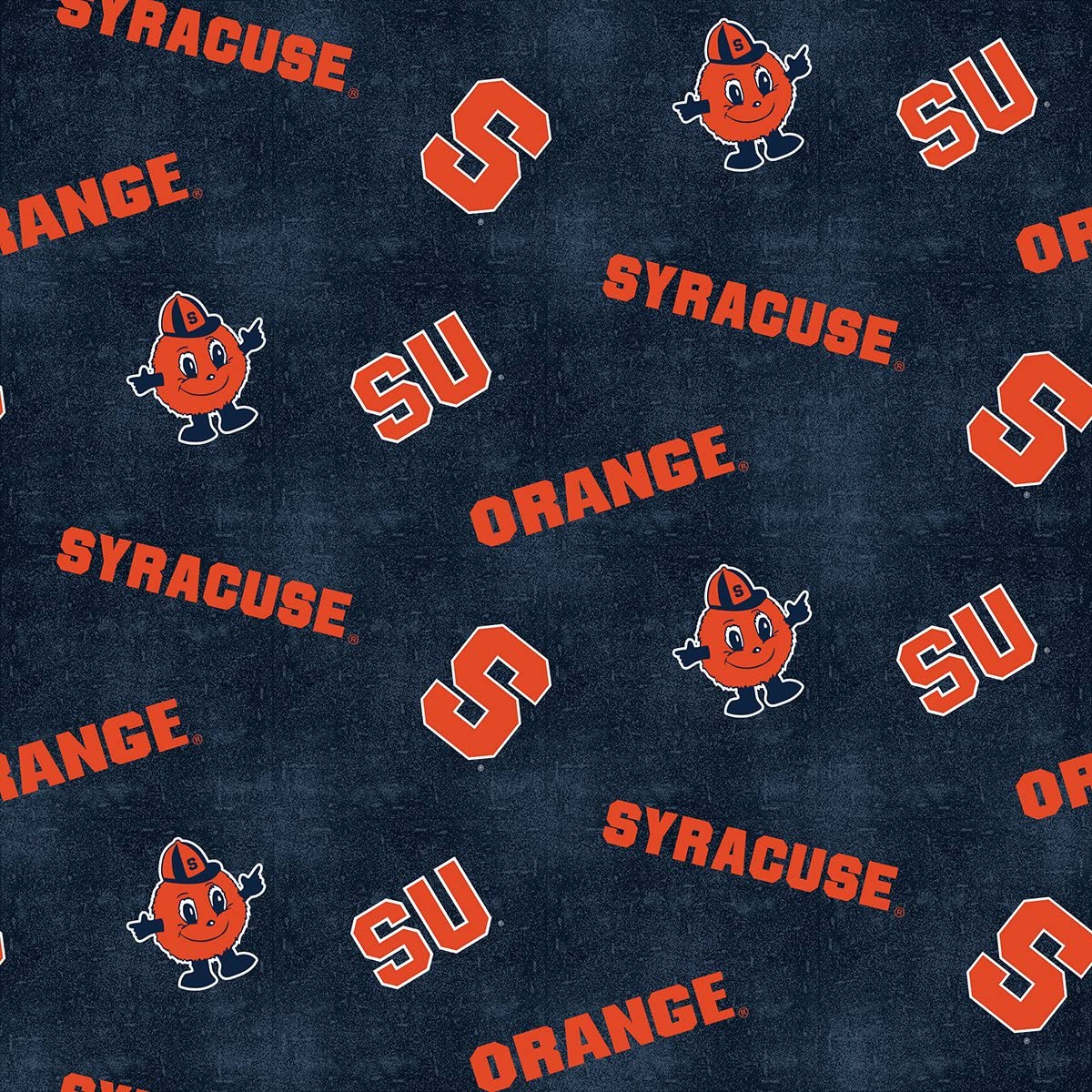 Syracuse Orange NCAA College Distressed Sykel FLANNEL Cotton Fabric SYR-1152