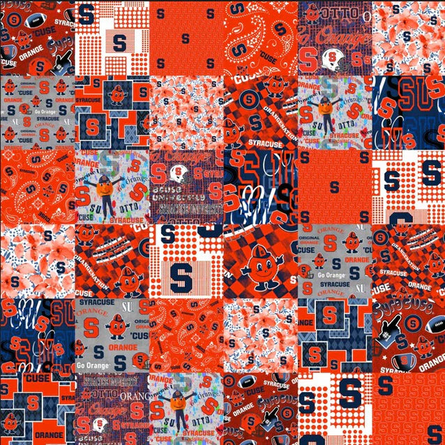 Syracuse Orange NCAA College Cheater Quilt Allover 60" Sykel Enterprises Cotton Fabric SYR-1363