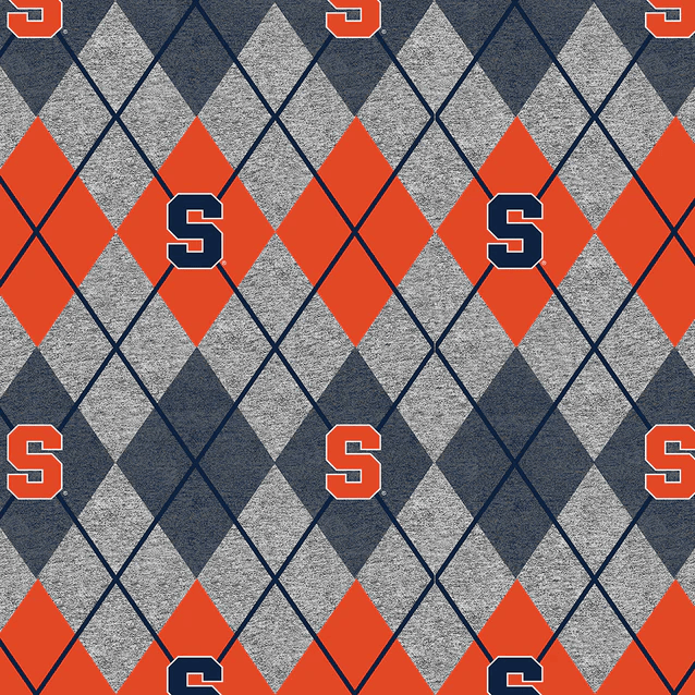 Syracuse Orange NCAA College Heather Argyle Sykel Enterprises Polyester Fleece Fabric SYR-1148 | US Fabric Shop