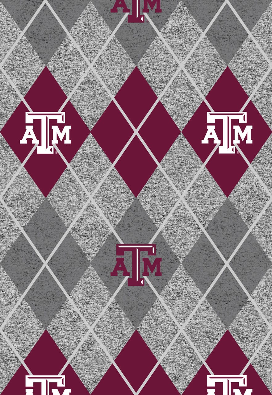 Texas A&M Aggies NCAA College Heather Argyle Sykel Enterprises Polyester Fleece Fabric TAM-1148 | US Fabric Shop