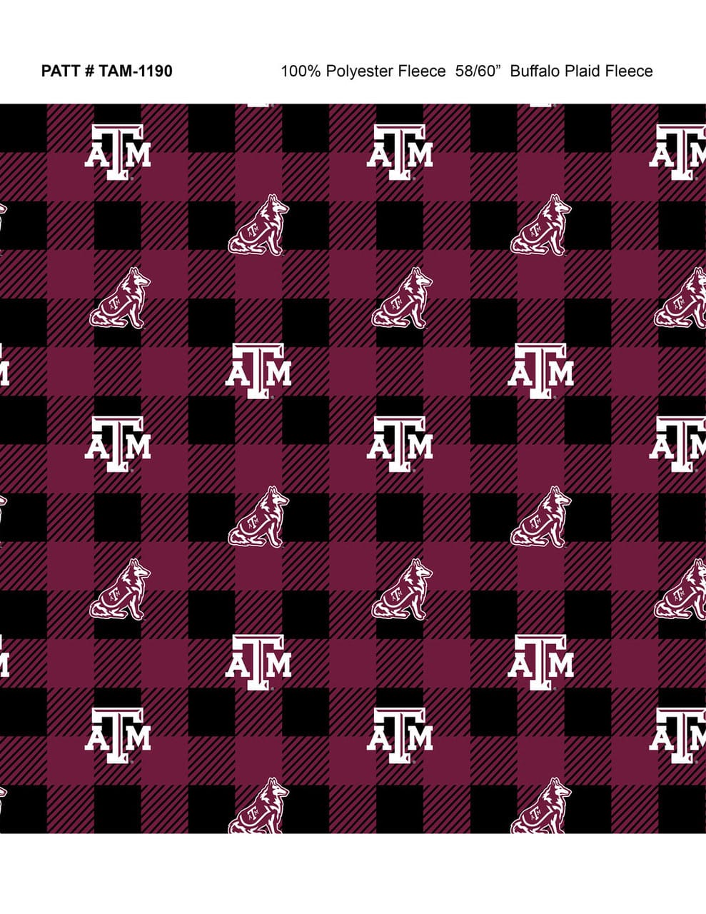 Texas A&M Aggies NCAA College Buffalo Plaid Sykel Enterprises Polyester FLEECE Fabric TAM-1190 | US Fabric Shop