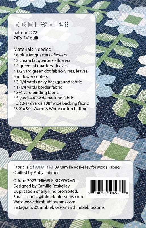 Edelweiss Fat Quarters Quilt Pattern Camille Roskelley Thimble Blossoms TB-278