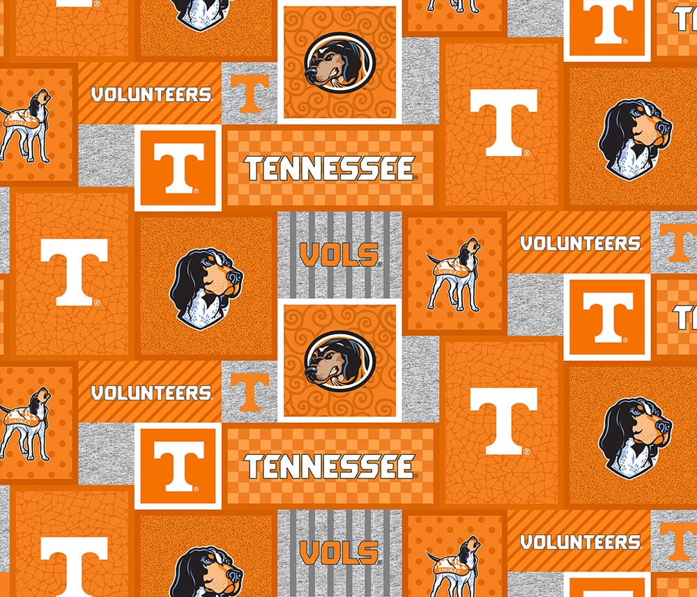 Tennessee Volunteers Vols NCAA College Patch Sykel Enterprises Polyester FLEECE Fabric TEN-1177 | US Fabric Shop