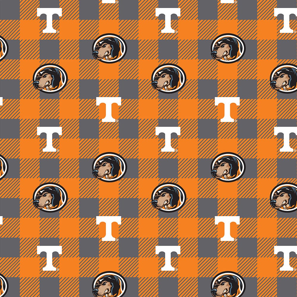 Tennessee Volunteers Vols NCAA College Buffalo Plaid Sykel Enterprises Polyester FLEECE Fabric TEN-1190 | US Fabric Shop