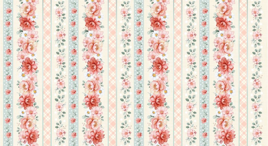 Til The Cows Come Home Floral Stripes Soft Timeless Treasures Cotton Fabric TT-FLEUR-CD4042-SOFT