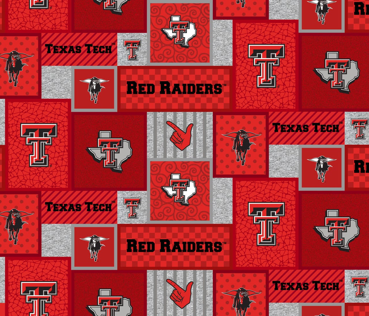 Texas Tech Red Raiders NCAA College Patch Sykel Enterprises Polyester FLEECE Fabric TT-1177 | US Fabric Shop