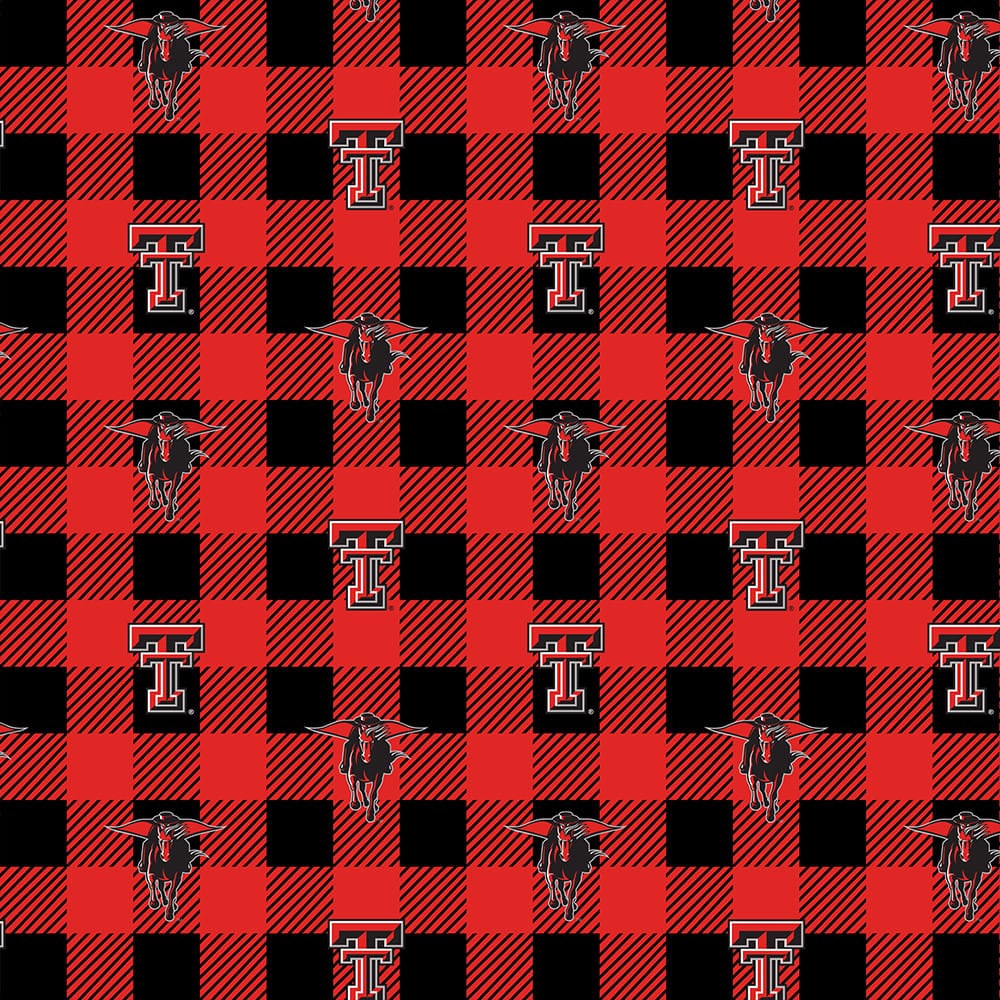 Texas Tech Red Raiders NCAA College Buffalo Plaid Sykel Enterprises Polyester FLEECE Fabric TT-1190 | US Fabric Shop