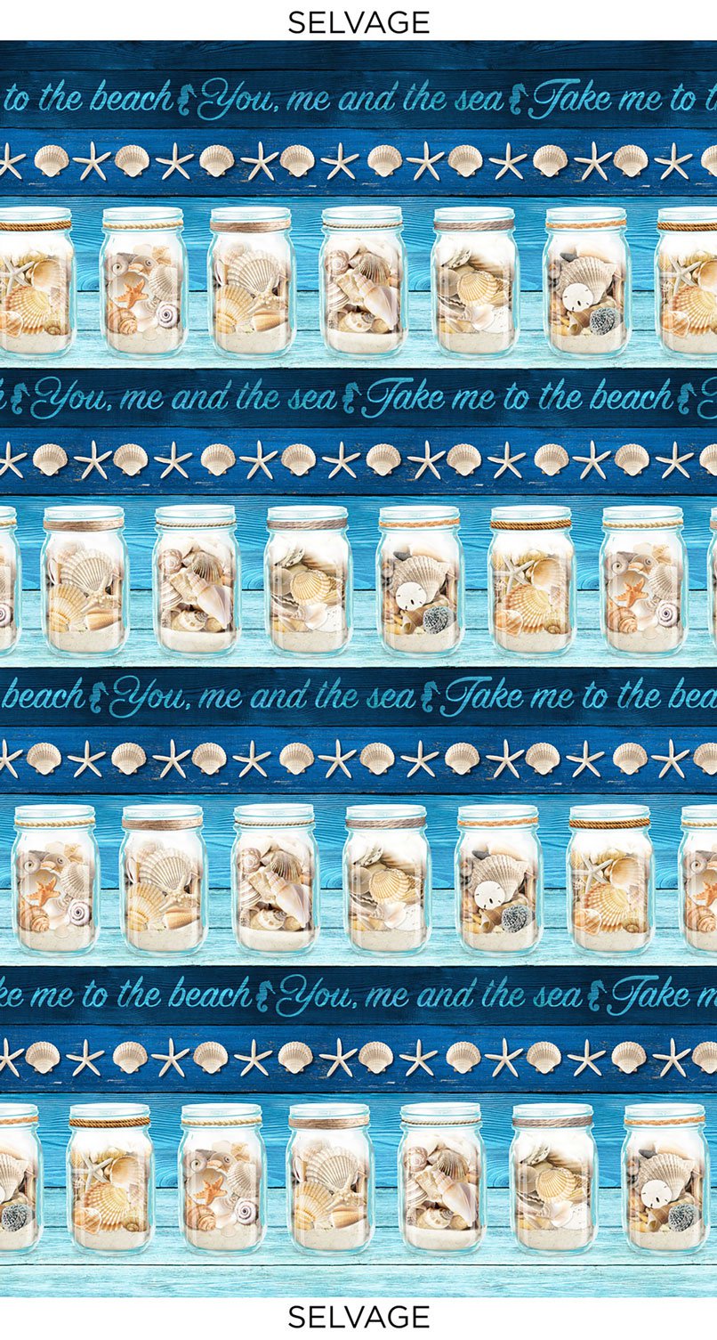 Take Me to the Beach 11'' Stripe Blue Timeless Treasures Cotton Fabric TT-BEACH-C6745-BLUE