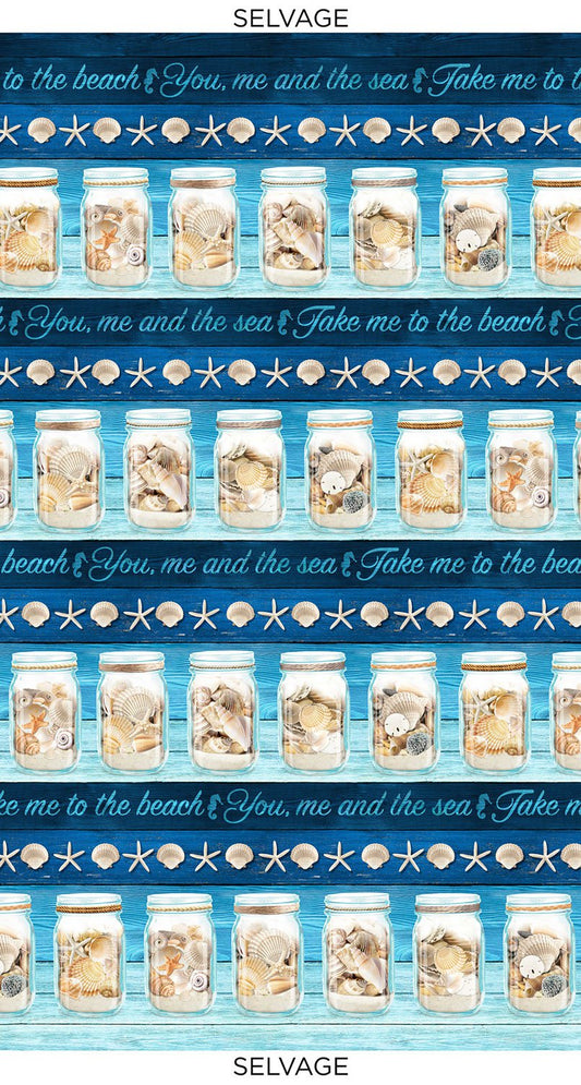 Take Me to the Beach 11'' Stripe Blue Timeless Treasures Cotton Fabric