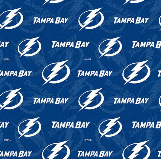 Tampa Bay Lightning NHL Hockey Tone on Tone design Cotton Fabric NHL-1199 LGT