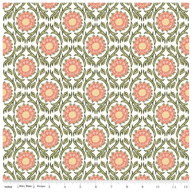 Tangled Garden Medallions Cream Diane Labombarbe Riley Blake Cotton Fabric RB-C18021-CREAM