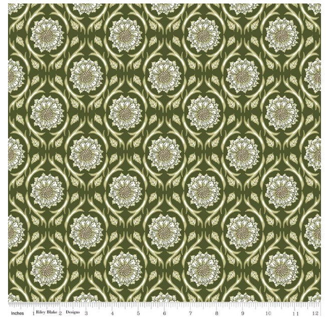 Tangled Garden Medallions Hunter Green Diane Labombarbe Riley Blake Cotton Fabric RB-C18021-HUNTER