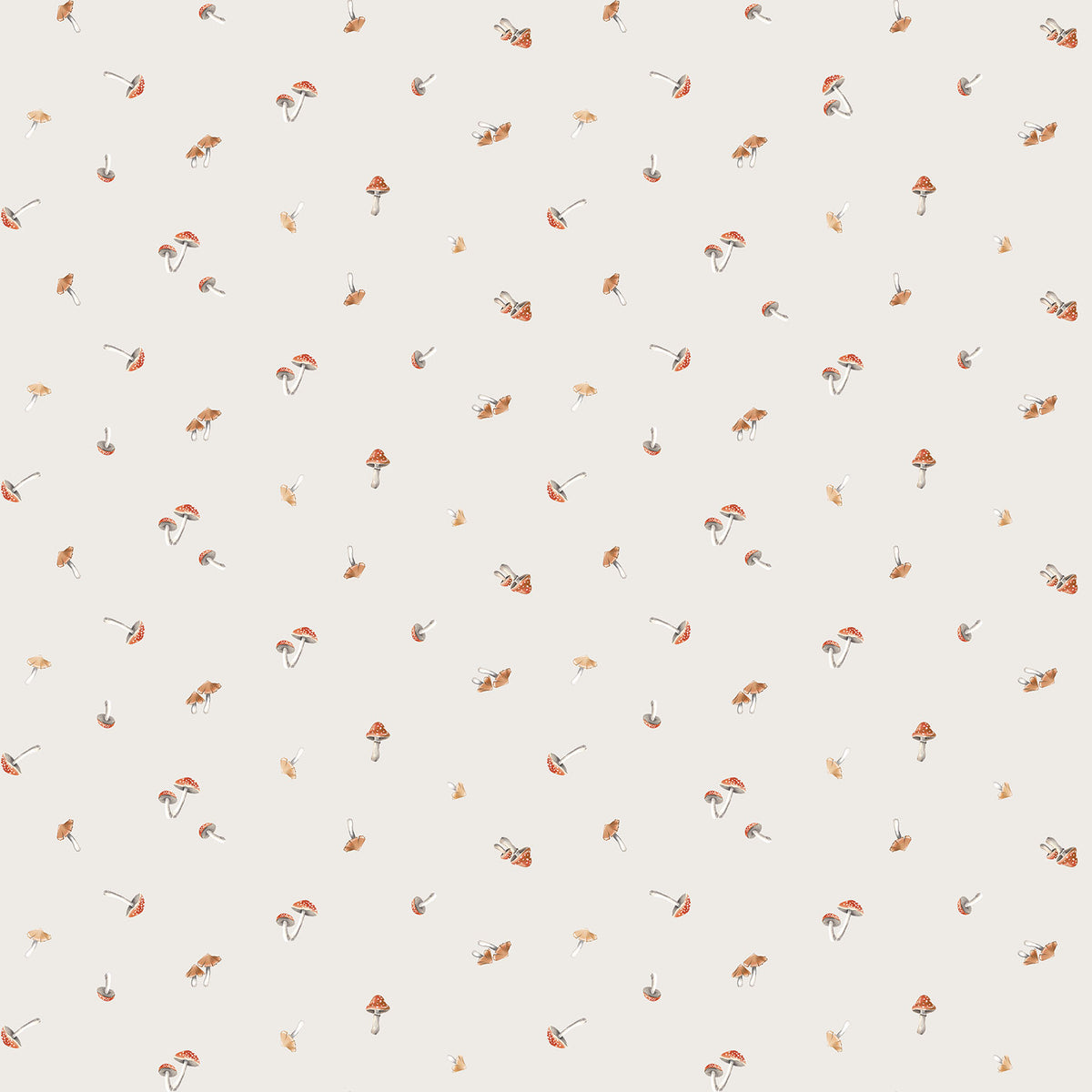 Tanglewood Mushroom Toss Light Grey Multi Deborah Edwards Northcott Cotton Fabric NC-29285-91