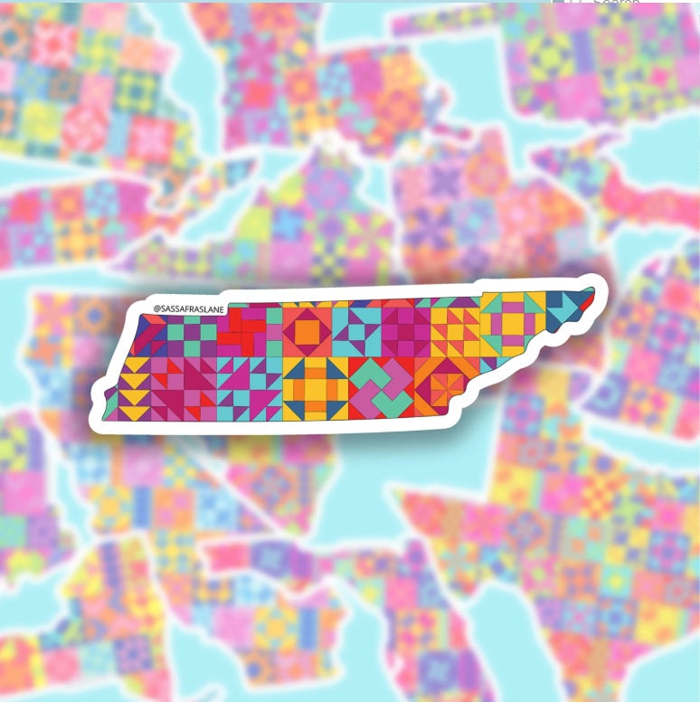 Tennessee Quilt TN State Sticker Sassafras Lane Designs SLD-SADSASSSTICK-TN