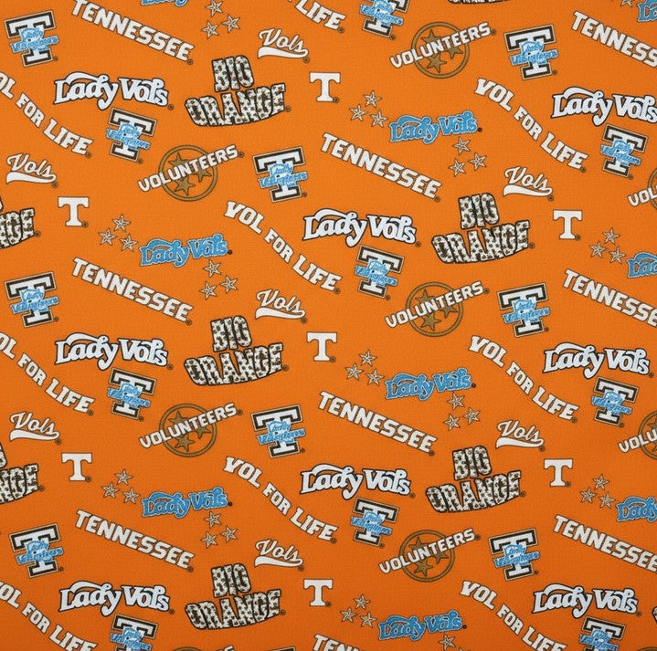 Tennessee Lady Vols (Volunteers) Big Orange NCAA College Allover Logo Sykel Enterprises Cotton Fabric TEN-1387