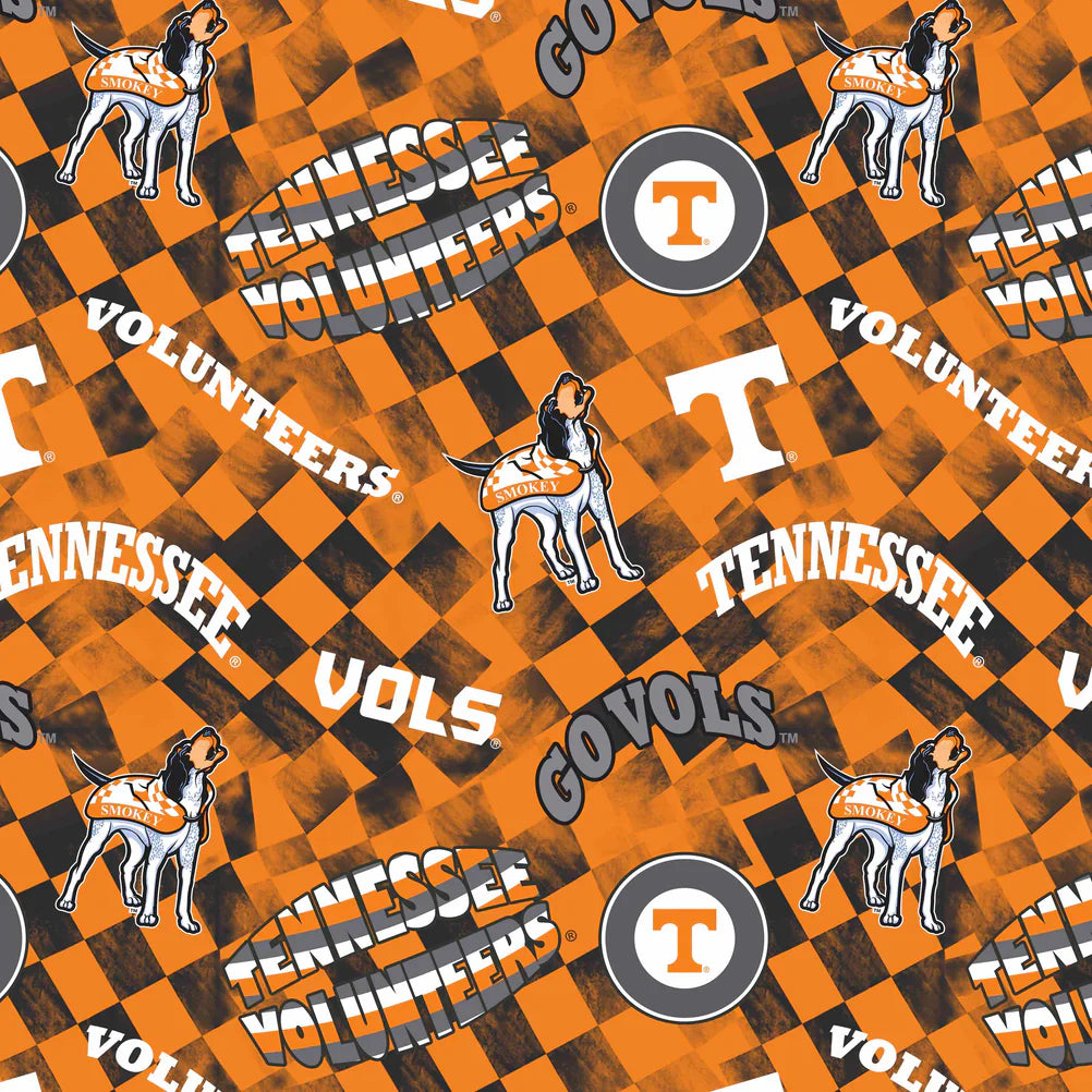 Tennessee University Vols (Volunteers) NCAA College Check Allover Sykel Cotton Fabric SYK-TEN-1370