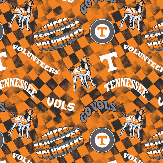 Tennessee University Vols (Volunteers) NCAA College Check Allover Sykel Cotton Fabric SYK-TEN-1370