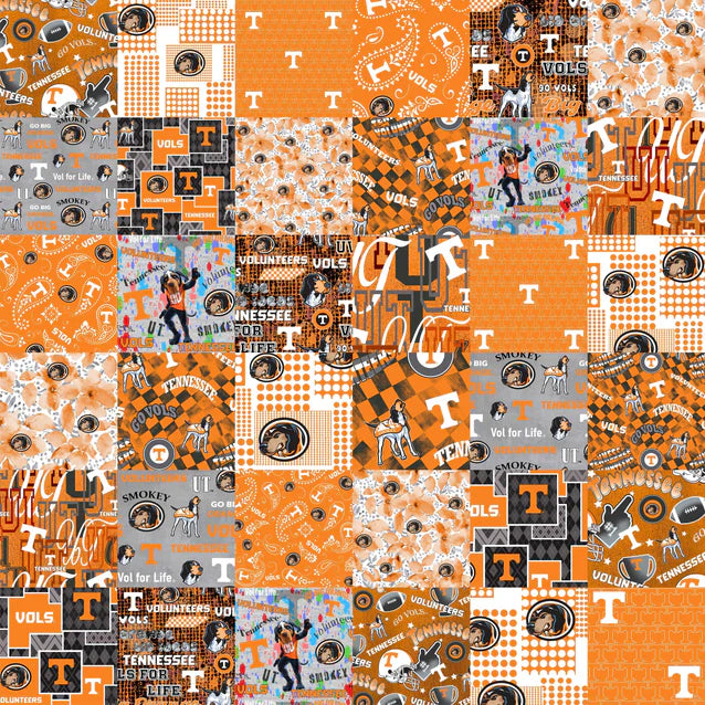 Tennessee Vols NCAA College Cheater Quilt Allover 60" Sykel Enterprises Cotton Fabric TEN-1363