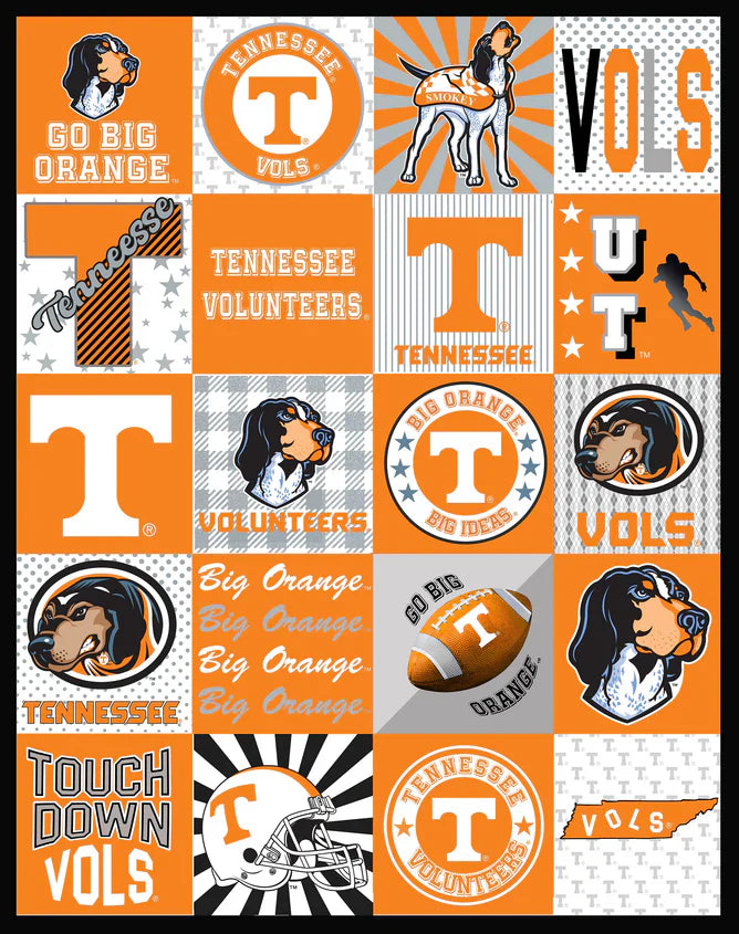 Tennessee Volunteers NCAA Collegiate T-Shirt Panel 60" Sykel Polyester Minky Fabric SYK-TEN-1362