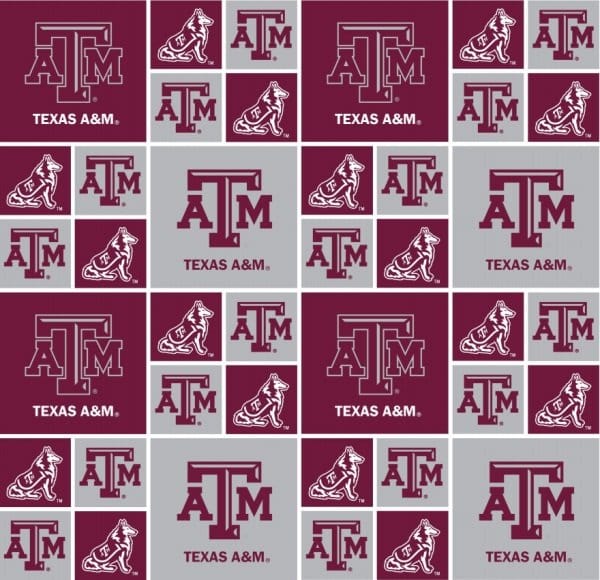Texas A&M Aggies NCAA College Box Sykel Cotton Fabric TAM-020