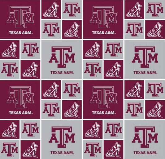 Texas A&M Aggies NCAA College Box Sykel Cotton Fabric TAM-020