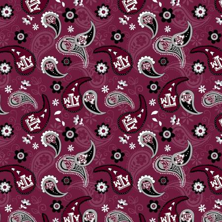 Texas A&M Aggies NCAA College Paisley Sykel 58" Minky Fabric TAM-1239