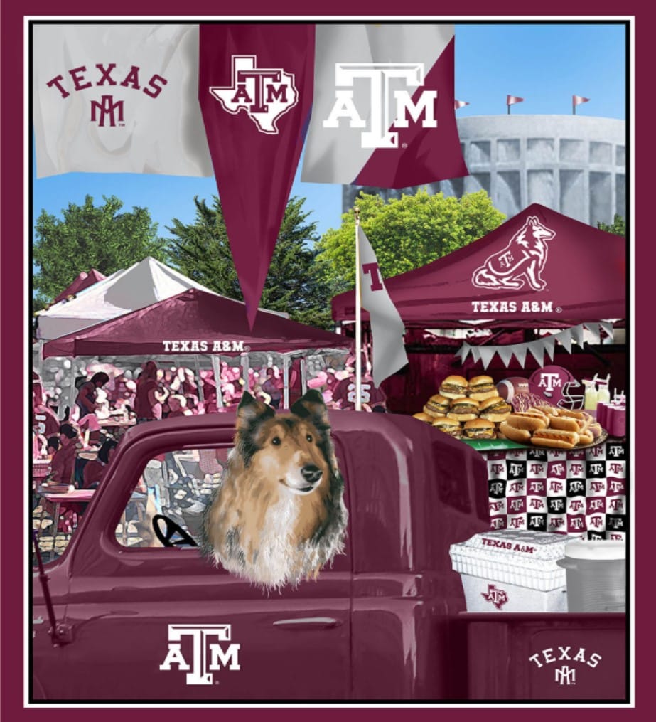 Texas A&M Aggies NCAA College Tailgate Panel 36 inches Cotton Fabric TAM-1157