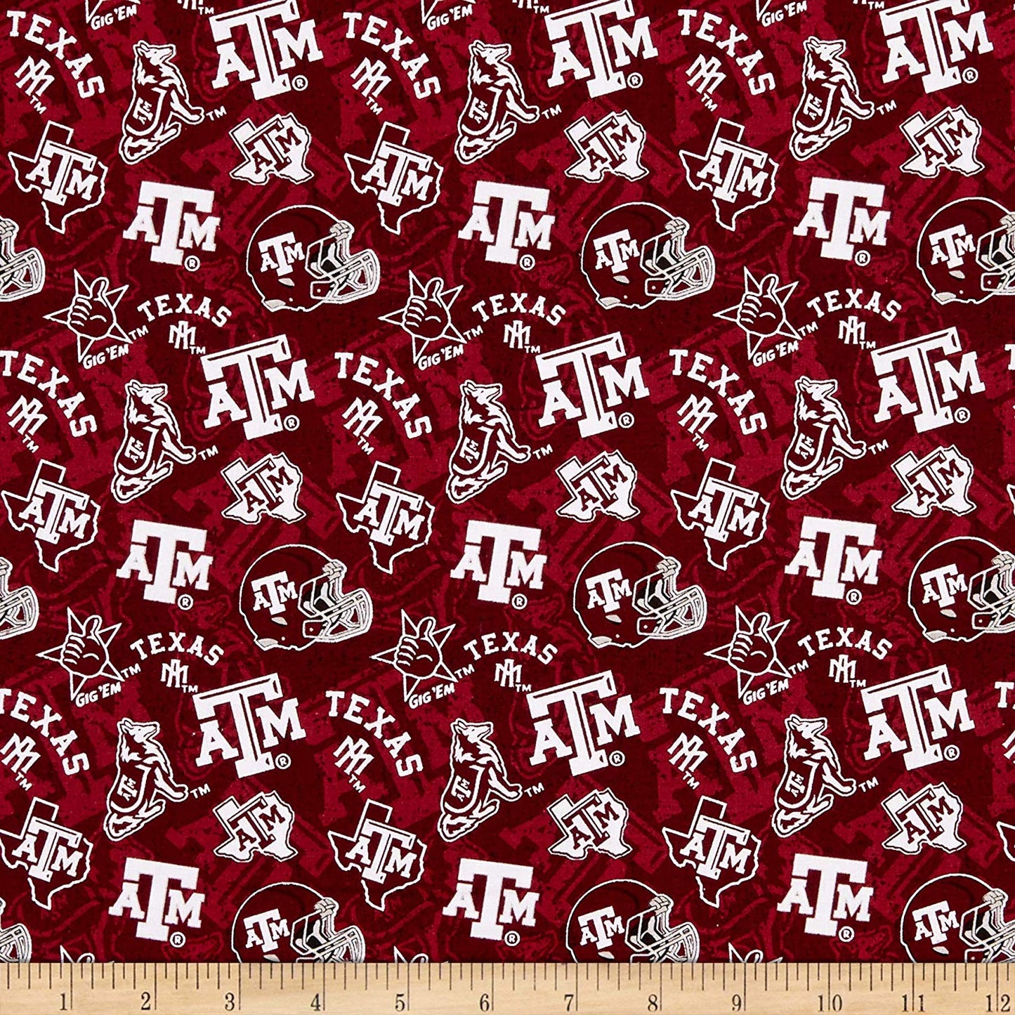 Texas A&M Aggies NCAA College Tone on Tone Sykel Cotton Fabric TAM-1178