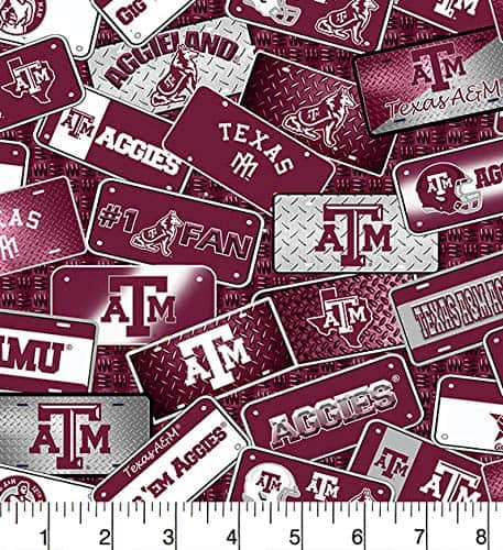 Texas A&M Aggies NCAA College License Plate Sykel Cotton Fabric TAM-1210