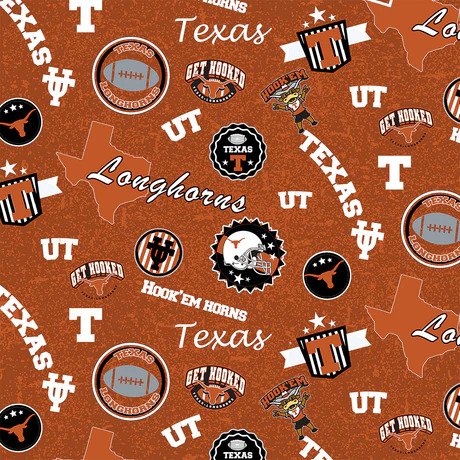 Texas Longhorns NCAA College Home State Sykel Cotton Fabric | US Fabric Shop