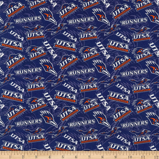 Texas San Antonio Roadrunners NCAA College Tone on Tone Sykel Cotton Fabric USTA-1178