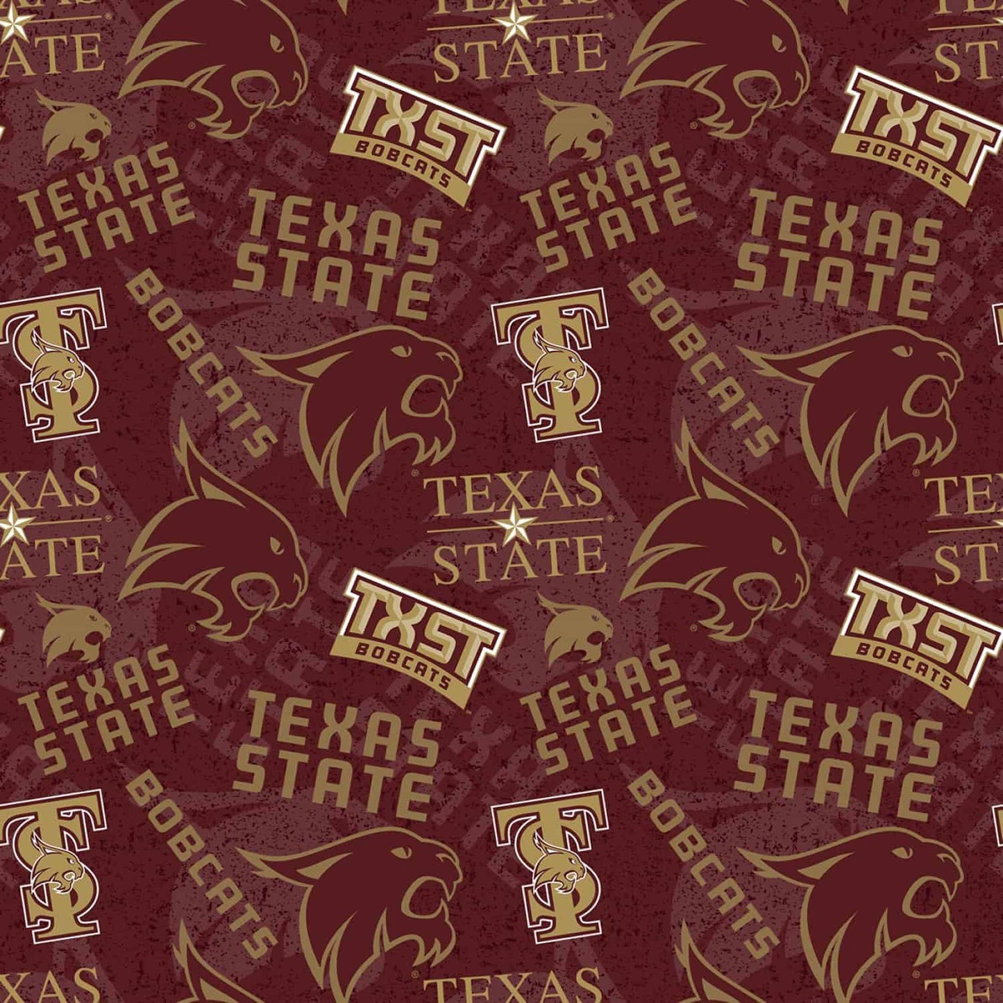 Texas State Bobcats NCAA College Tone on Tone Sykel Cotton Fabric TXS-1178