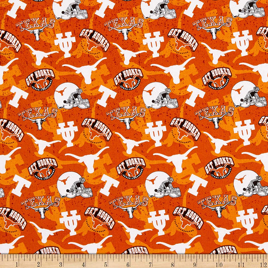 Texas Longhorns NCAA College Tone on Tone Sykel Cotton Fabric TX-1178