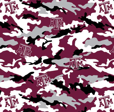 Texas A&M Aggies NCAA College Camo Sykel Enterprises Cotton Fabric TAM-805