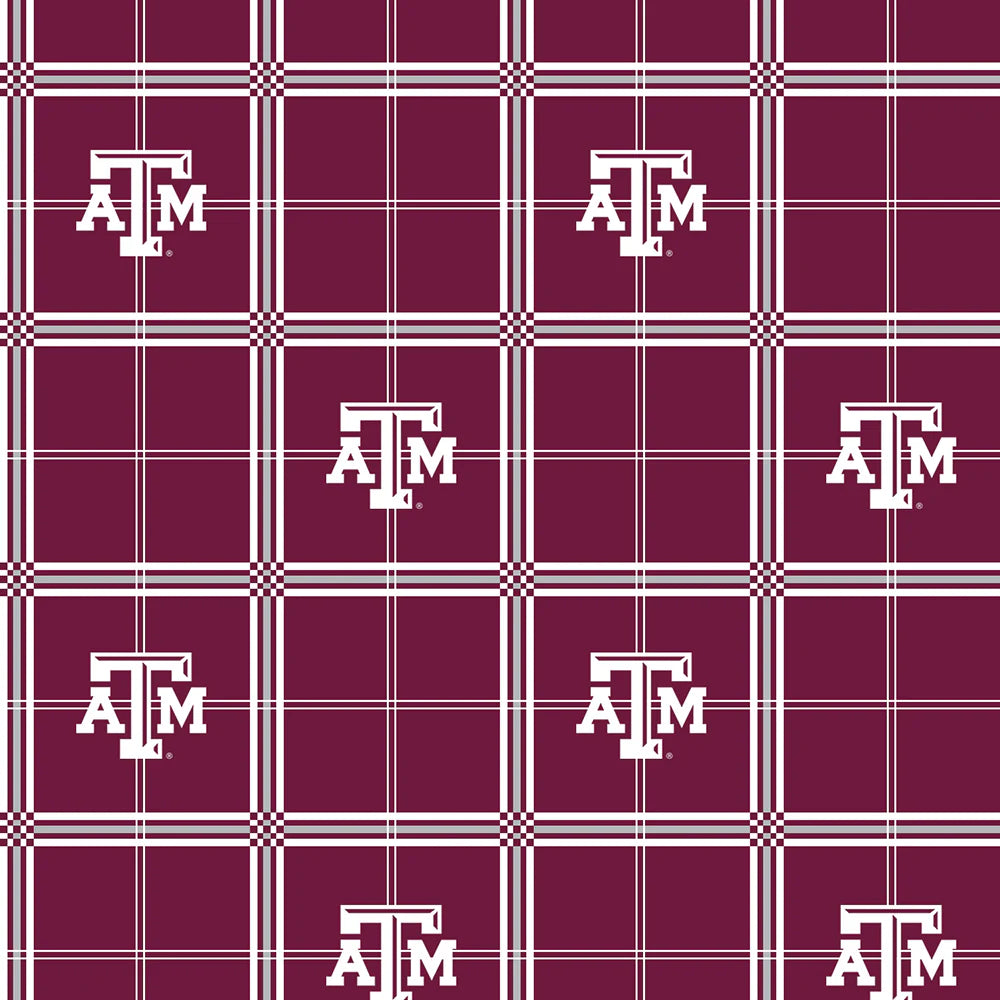 Texas A&M Aggies NCAA College Plaid Sykel Enterprises Cotton FLANNEL Fabric SYK-TAM-023