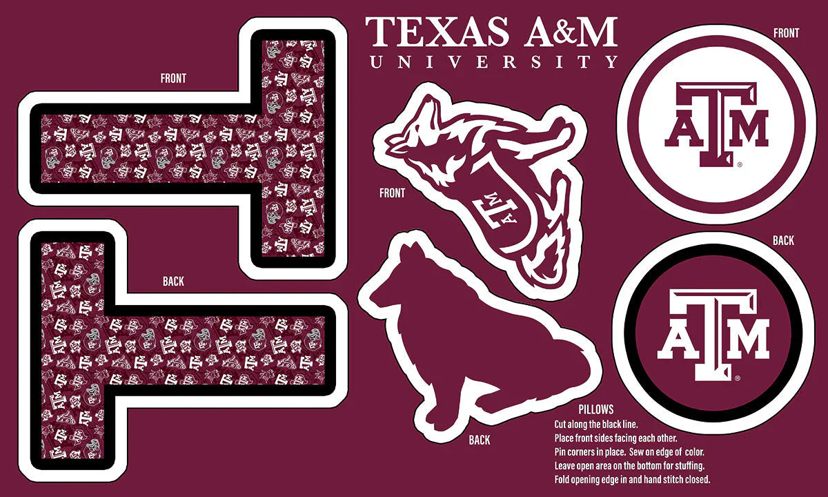 Texas A&M Aggies NCAA Collegiate Pillow Project 36 x 60 inches Sykel Polyester Minky Fabric SYK-TAM-1359