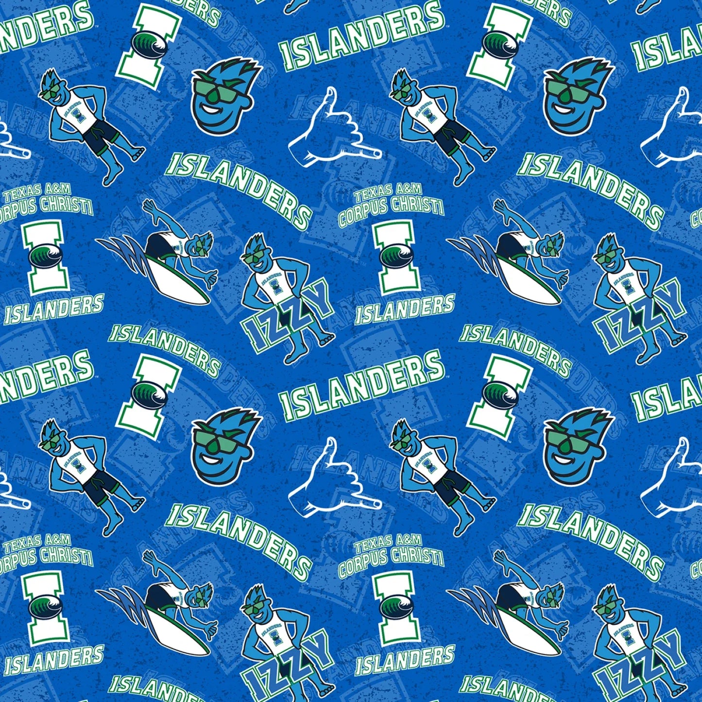 Texas A&M Corpus Christie Islanders NCAA College Tone on Tone Sykel Enterprises Cotton Fabric SYK-TAMCC-1178