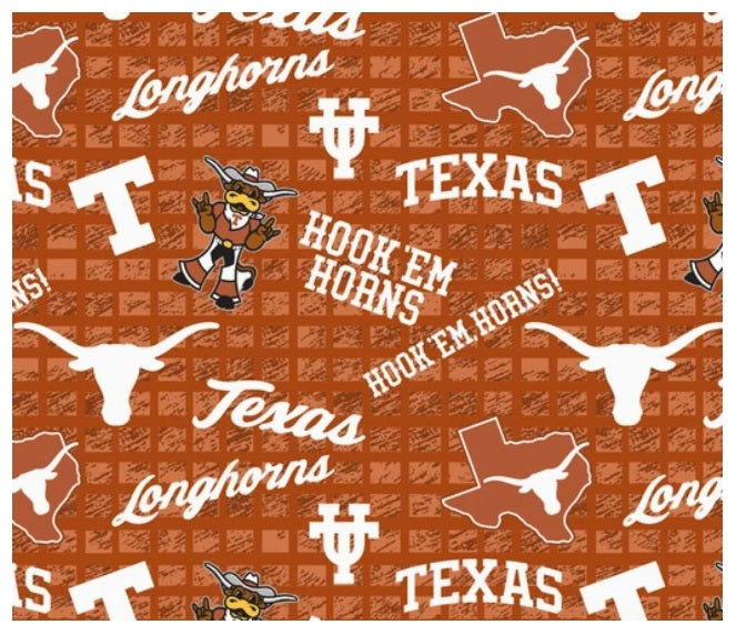 Texas Longhorns JERSEY KNIT NCAA College Sykel Enteprises Polyester Spandex Fabric TX-1401