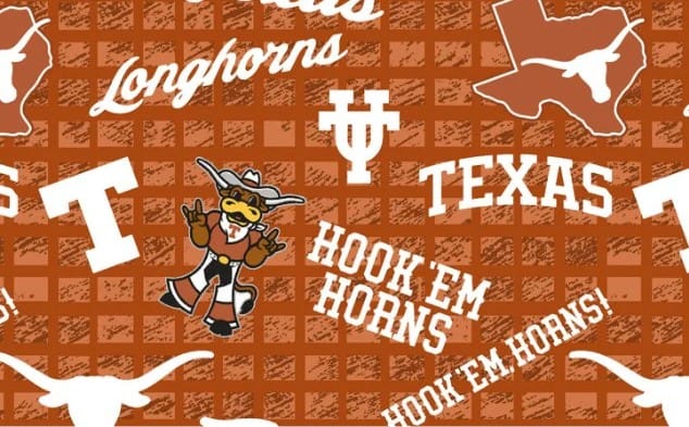 Texas Longhorns NCAA College 108" Wide back Allover Sykel Enterprises Cotton Fabric TX-1395 | US Fabric Shop