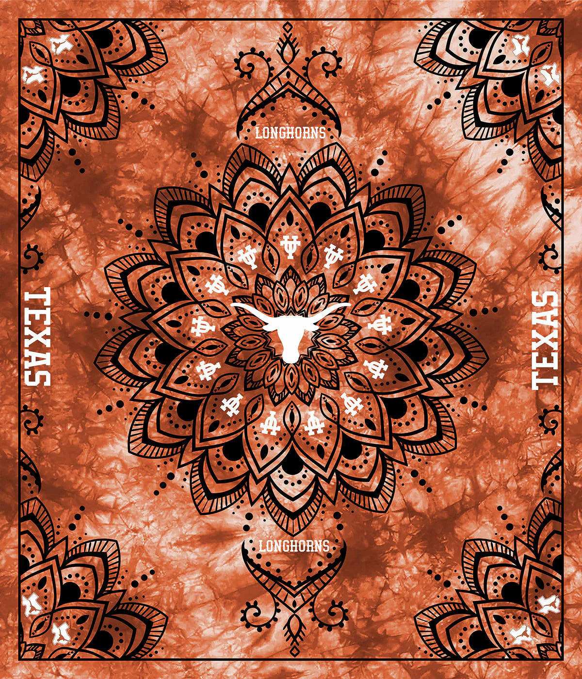 Texas Longhorns NCAA Collegiate Tapestry Finished Panel 48"x56" Sykel Polyester Fabric SYK-TX-1360