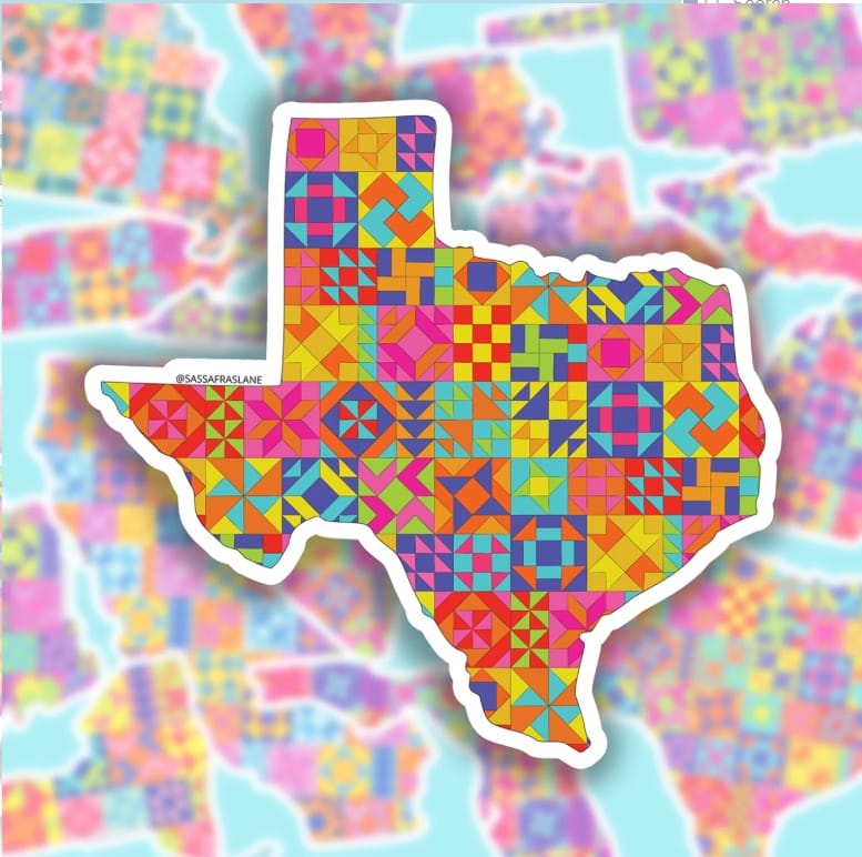 Texas Quilt TX State Sticker Sassafras Lane Designs SLD-SADSASSSTICK-TX | US Fabric Shop
