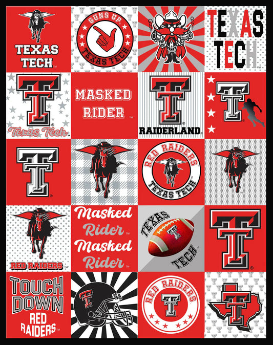 Texas Tech Red Raiders NCAA Collegiate T-Shirt Panel 60" Sykel Polyester Minky Fabric SYK-TT-1362