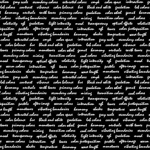 The Language of Color Script Black Off-White Chelsea DesignWorks Studio E Cotton Fabric