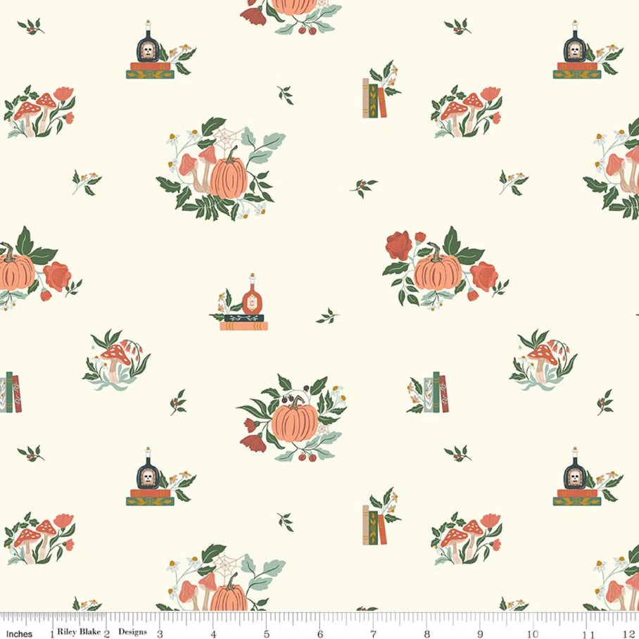 The Apothecary Botanicals Cream Amber Elliot Riley Blake Designs Cotton Fabric RB-C17551-CREAM