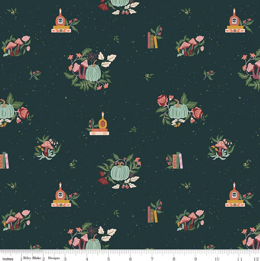 The Apothecary Botanicals Deep Teal Amber Elliot Riley Blake Designs Cotton Fabric RB-C17551-DEEPTEAL