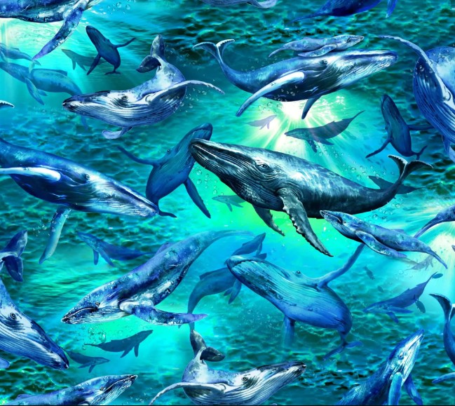 The Deep Whale Blue Oasis Fabrics Cotton Fabric OA-597821