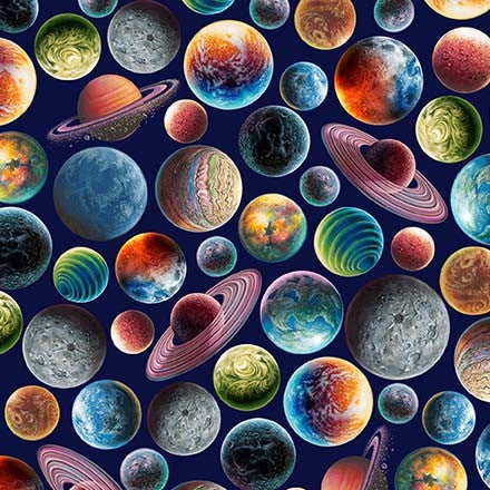 The Final Frontier Planets Multi Mark Gregory Michael Miller Cotton Fabric