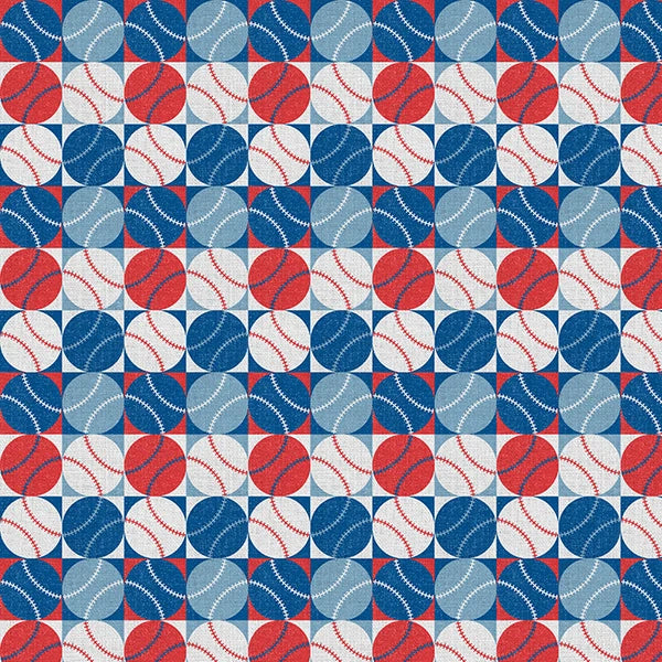 The Final Inning Los Angeles LA Blocks Baseball Red Blue Paintbrush Studio Cotton Fabric PBS-120-26596